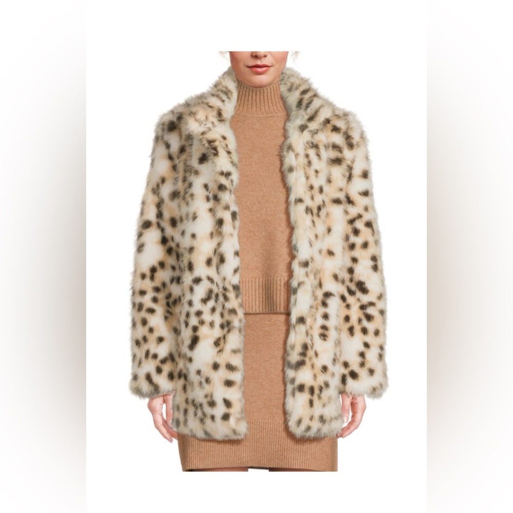 Walter Baker Cream and Brown Faux Fur Jacket